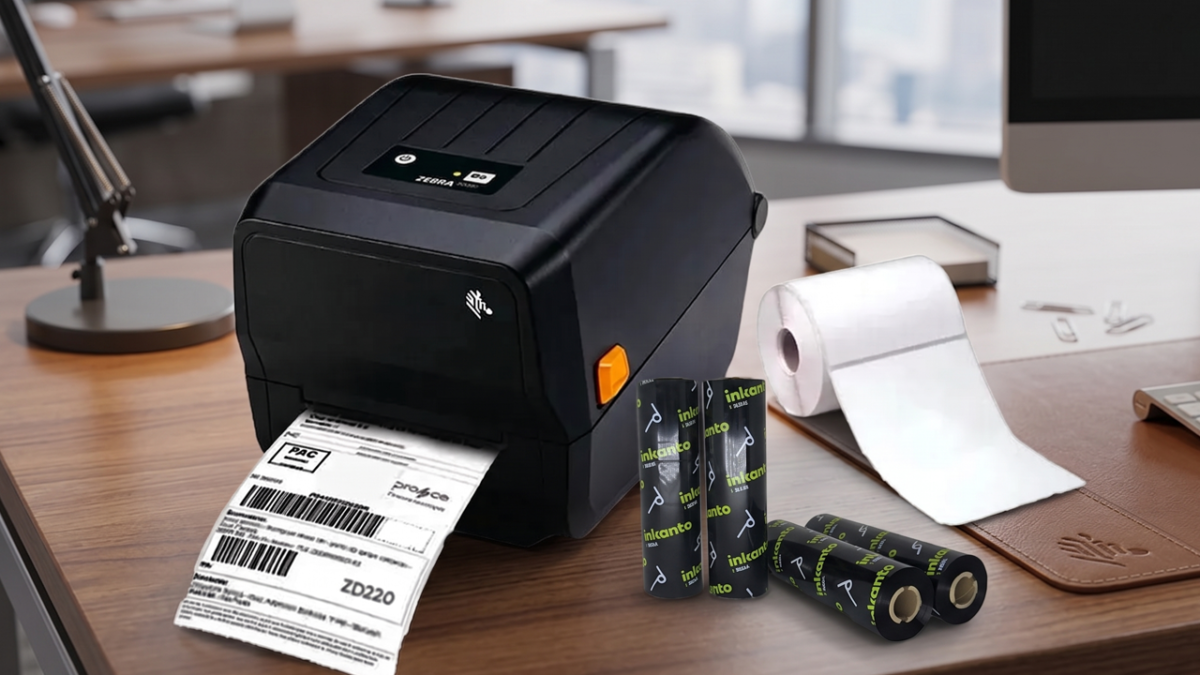 locação de impressora térmica com etiquetas e ribbon